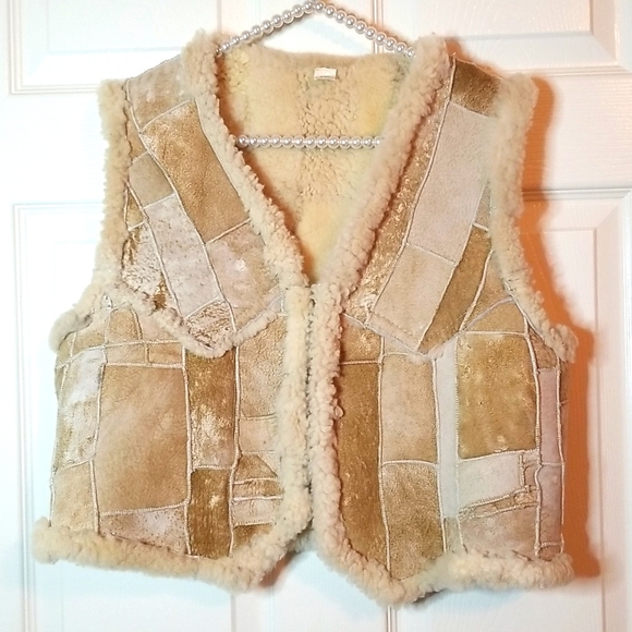 Jackets & Blazers - Women Vintage Suede Shearling Tan Vest